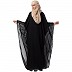Double layered kaftan abaya with piping at border- Black Double layered kaftan abaya with piping at border- Black